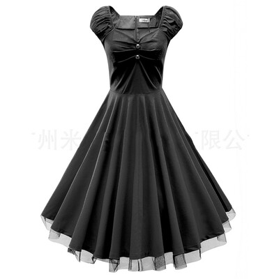 

Vintage Sleeveless Dress Lapel Gauze Big Skirt
