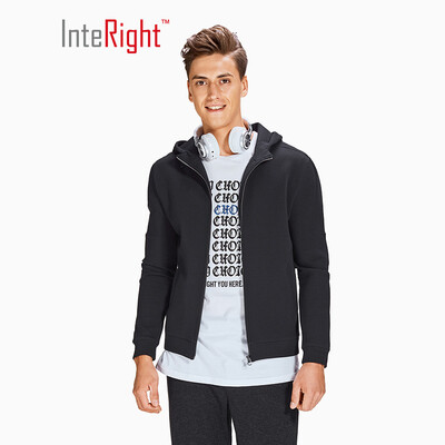

INTERIGHT Sweater Mens Simple Business Casual Jacket Hooded Jacket Black XL