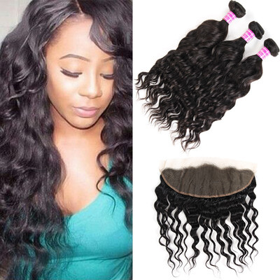 

Glary Mongolian Virgin Hair Water Wave Virgin Mongolian Natural Wave 100 Unprocessed Human Hair Weave 3 Bundles with Frontal