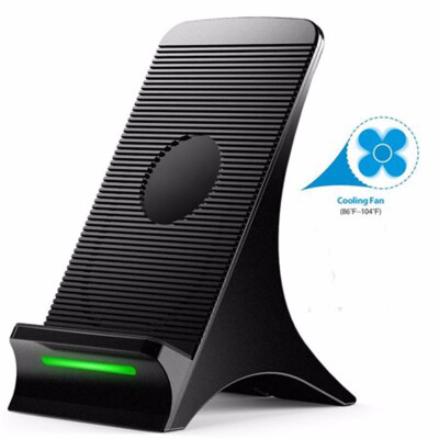 

iPhone X Wireless Charger Built-in Cooling Fan Qi Fast Wireless Charger Stand PadWireless Car Charger for Cell Phone