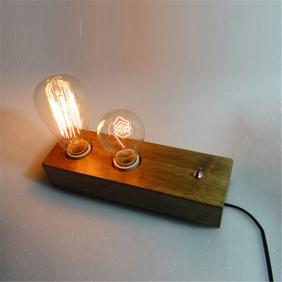 

Baycheer HL371687 Vintage Wood Industrial Accent LED Table Lamp with 2 Edison Bulbs