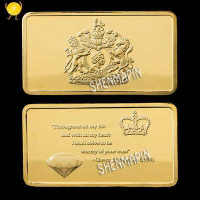 

Queen Elizabeth ii of England crown diamond commemorative gold bars lucky coin gift