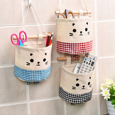 

Cntomlv Cotton Linen Hanging Storage Bag Wall Mounted Wardrobe Hang Bag Wall Pouch Cosmetic Toys Organizer