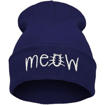 

Fashion MEOW Cap Men Casual Hip-Hop Hats Knitted Wool Skullies Beanie Hat Warm Winter Hat for Women