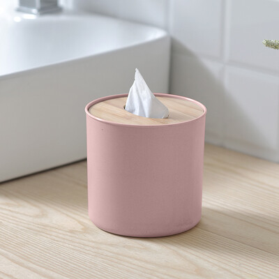 

Yimei home products emc desktop tissue box bamboo&wood pumping box napkin storage box roll paper storage bin round YM-8879