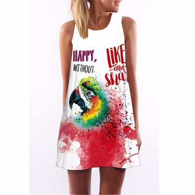 

Chiffon Summer Dress Floral Print Boho Dresses For Women Casual Beach Sleeveless Sundress