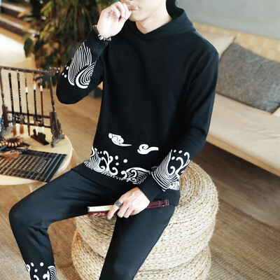 

Sweater suit male Chinese style retro hooded jacket