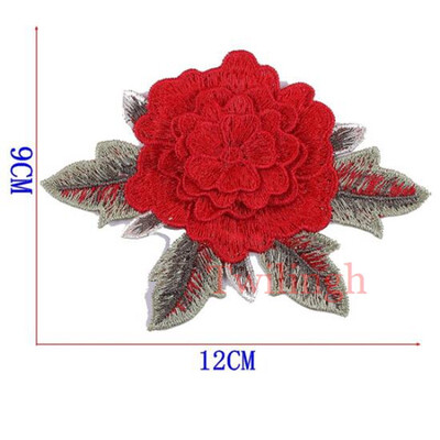 

Twilingh Red Rose Embroidered Flower Mixed Color Lace Flowers Sew On Patch Stickers Applique For Women Clothing
