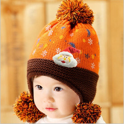 

Buebos Ninos Autumn Winter Children Hat Santa Claus Double Balls Cashmere Ear Warmer Kids BoyS Girls Knitted Hat Chrisrmas Gift