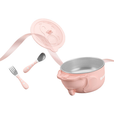 

Pollock bololo childrens tableware baby anti-drop bowl sucker bowl baby water insulation bowl complementary food bowl spoon set powder