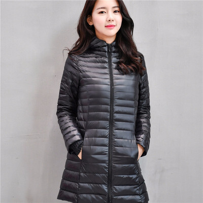 

Pure color Light&thin Down Jackets female Medium&long term Caps Womens style Down Jackets outdoors sports Camping to keep