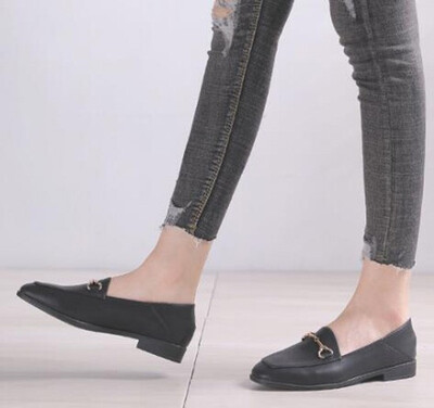 

penny loafer for women flat casual shoes slip on shallow ladies dress shoes black white