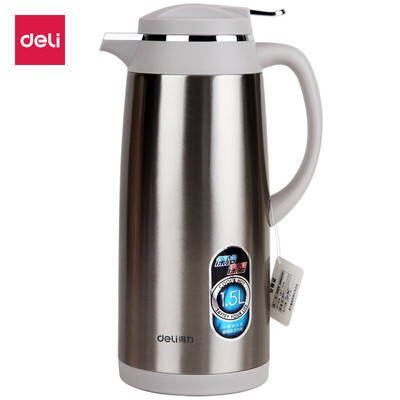 

Deli deli 8961 stainless steel shell glass vacuum liner insulation pot office meeting home insulation pot 15L true color