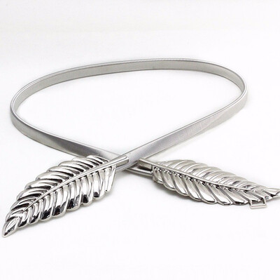 

Flower Leaf Shape Wedding Designer Elastic Belts Women GirlStretch Skinny Waist Belt Cummerbunds Metal Female BeltSize70cm
