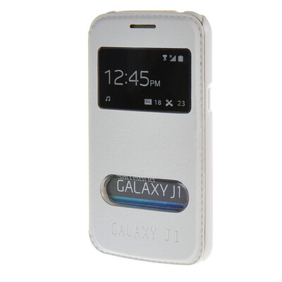

MOONCASE Samsung Galaxy J1 Case View Leather Flip Pouch Bracket Back Cover White