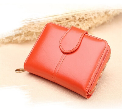 

Clutch female brand Bag wallet women zipper design mobile phone bags japanned PU lOil wax eather folder clutch Short paragraph