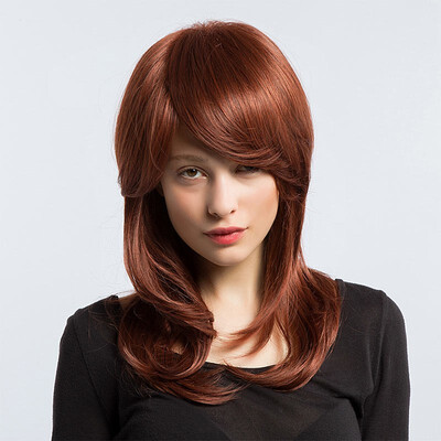 

BLONDE UNICORN 24 Inch Long Straight Hair Wig for Women Natural Hair Full Synthetic Brown Wig with Side Fringes Free Shipping