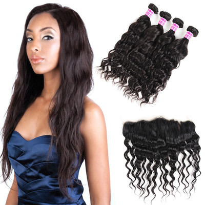 

Unprocessed Malaysian Virgin Human Hair Water Wave Bundles with Free Part Lace Frontal Wholesale Cheap Natural Wave Virgin Hair