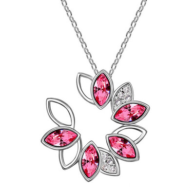

Luxury Crystal Flower Necklaces Pendants Made with Crystals from Swa Elements Choker Bijoux Femme White Gold Plated 5568