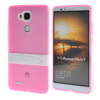 

MOONCASE Желе Цвет силиконовый гель ТПУ Тонкий с подставкой обложка чехол для Huawei Ascend Mate 7 Розовый