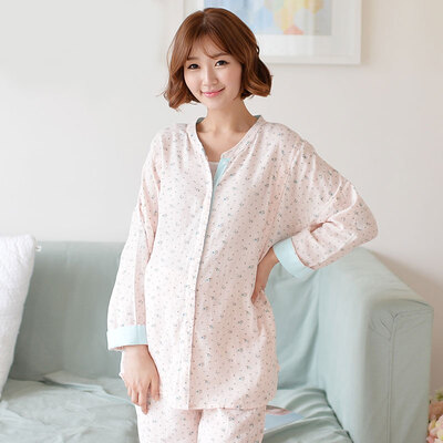 

Arctic velvet 3883 Pregnant women month clothes Spring and autumn clothing out of service feeding breasts pregnant women pajamas suit cotton postpartum women home service floral L