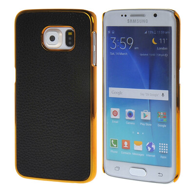 

MOONCASE Litchi Skin золото Chrome Hard Back чехол для Cover Samsung Galaxy S6 Edge чёрный