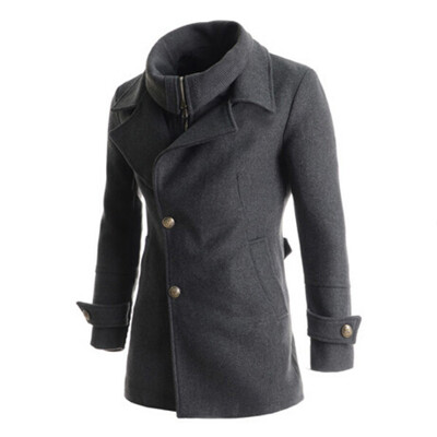 

Zogaa Autumn And Winter New Men's Wool Coat False Two Single-breasted