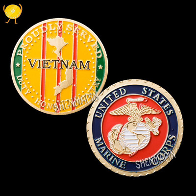 

Vietnam Color Map Commemorative Coin US Marine Corps Challenge Coin Double-sided Embossed Gold-plated Coin Collectibles