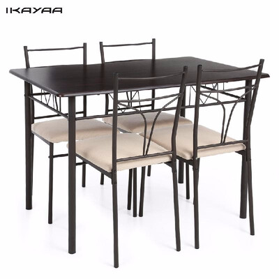 

Modern Metal Frame 4 Seat Dining Room Table & Chairs Set Kitchen Furniture