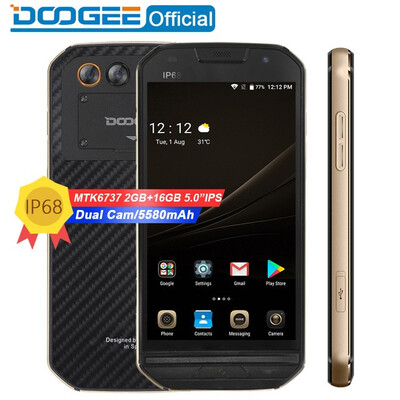 

DOOGEE S30 IP68 Waterproof 5580mAh Side fingerprint Dual camera 5V2A 50"HD Android 70 2GB RAM 16GB ROM Smartphone Unlock
