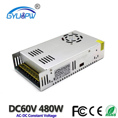 

480W 60V 8A Small Volume Single Output Switching power supply AC to DC60V SMPS For 3D print stepper machine CCTV CNC Motor
