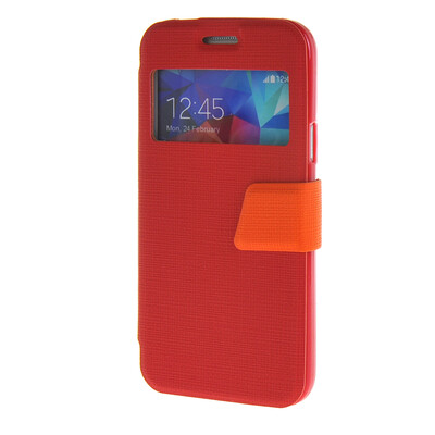 

MOONCASE Side Flip Hard board Slim Leather Bracket Window чехол для Cover Samsung Galaxy S5 Mini красный
