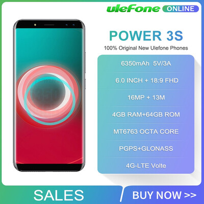 

Ulefone Power 3S 60"189 FHD Smartphone 6350mAh 5V3A Android 71 Helio P23 Octa Core Face ID Four Cam 4GB 64GB Mobilephone