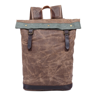 

Vintage Backpack Men Manual Waterproof Canvas&Crazy Horse Leather Travel Shoulder Bag Male Large Capacity Computer Bags