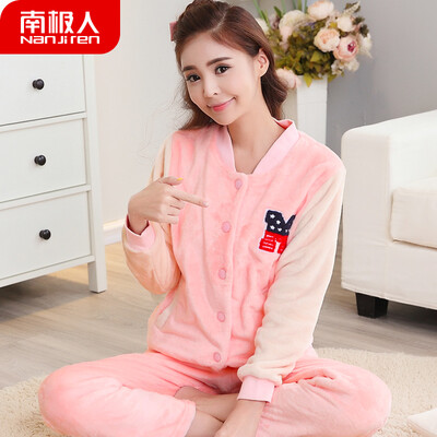 

Antarctic pajamas women winter flannel thick warm coral fleece winter sweet student autumn Korean version of the ladies home service suit NAS5X21022JD-3 female baseball XL