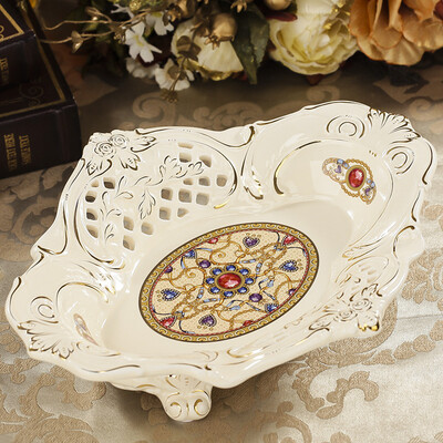 

Enjoy the European-style ceramic fruit plate creative relief fruit fruit basket dried fruit dish dessert plate treasures small bowl