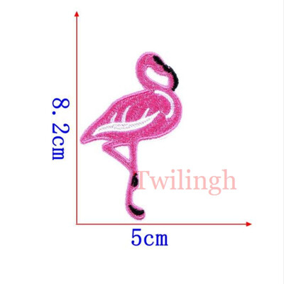 

1 pcslot Brand Embroidered Patches Pink Bird Flamingo Sequin Patches Iron On Fabric Badge Sew On Clothes Appliques DIY Stickers
