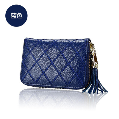 

Cute fringed leather card bag organ card set ladies zipper coin purse credit card anti-magnetic RFID