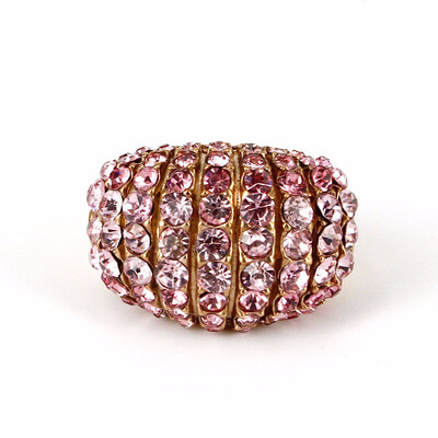 

Fan-Shaped Multi-Row Crystal Full White Stones Stainless Steel Finger ringRose Gold