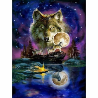 

12 16 Inches 30 40cm DIY 5D Diamond Painting Kit Wolf And Moon Pattern Resin Rhinestone Mosaic Embroidery Cross Stitch Craft H