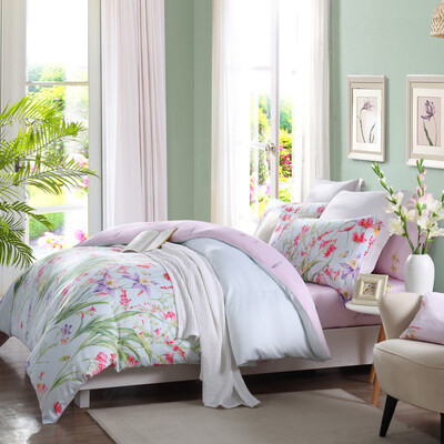 

BoYing Home Textiles BEYOND bed set spring&summer smooth tiles double bed sheets four sets of 18 meters bed Eden flower 220 240cm