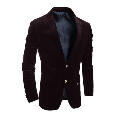 

Zogaa New Mens Suit Corduroy Single Breasted Casual Slim