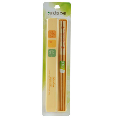 

Double gun Suncha portable wooden chopsticks box packaging bamboo craft chopsticks KZ5194 new&old goods random delivery
