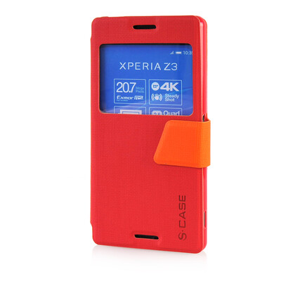 

MOONCASE Ultra Slim Leather Side Flip Pouch Stand Thin Shell Back ЧЕХОЛ ДЛЯ Sony Xperia Z3 Red