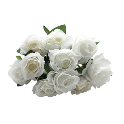 

Vanker 5Pcs Artificial Silk Fake Rose Flower Stem for Wedding Party Decoration White