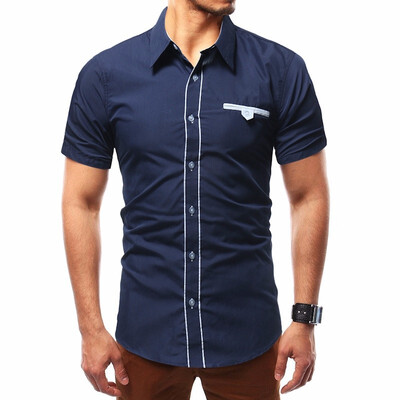 

Mens Summer Short Sleeved Self Cultivation Personality Shirt Casual Fashion Collar Shirt