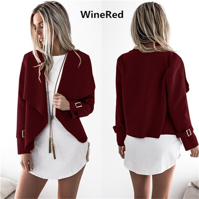 

2018 Fashion Womens Lapel Small Jacket Woolen Irregular Top Cardigan