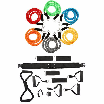 

Romacci Lixada 10PCS Ultimate Resistance Band Set with Heavy Duty Rubber Resistance Bands Door Anchors Ankle Straps Foam Handles