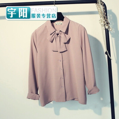 

Spring loaded Korean version of the college wind bow long-sleeved base lining chiffon shirt fashion womens sweet