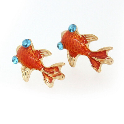 

Cute Vintage Red Goldfish Fish Stud Ladies Animal Earrings Sweet 60073 1SET